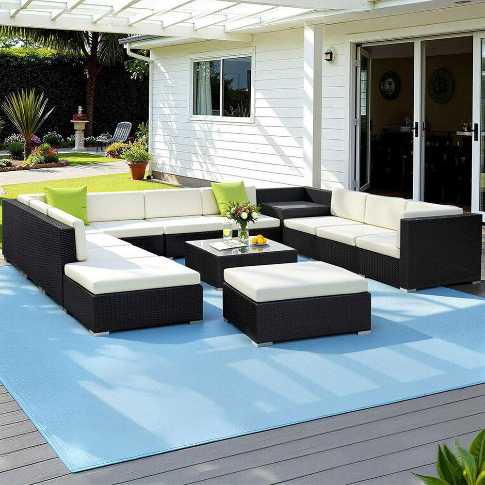 Gardeon 13PC Sofa Set with Storage Cover Outdoor Furniture Wicker