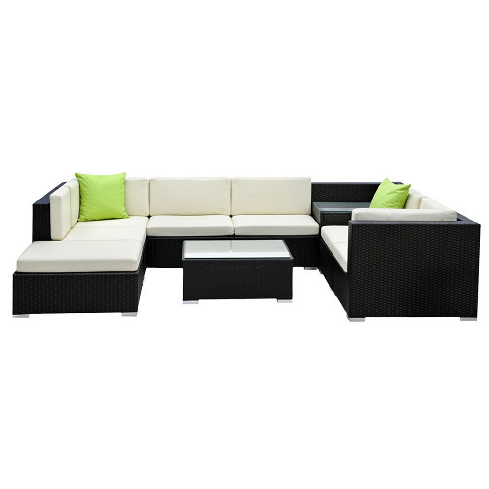 Gardeon 9PC Sofa Set with Storage Cover Outdoor Furniture Wicker