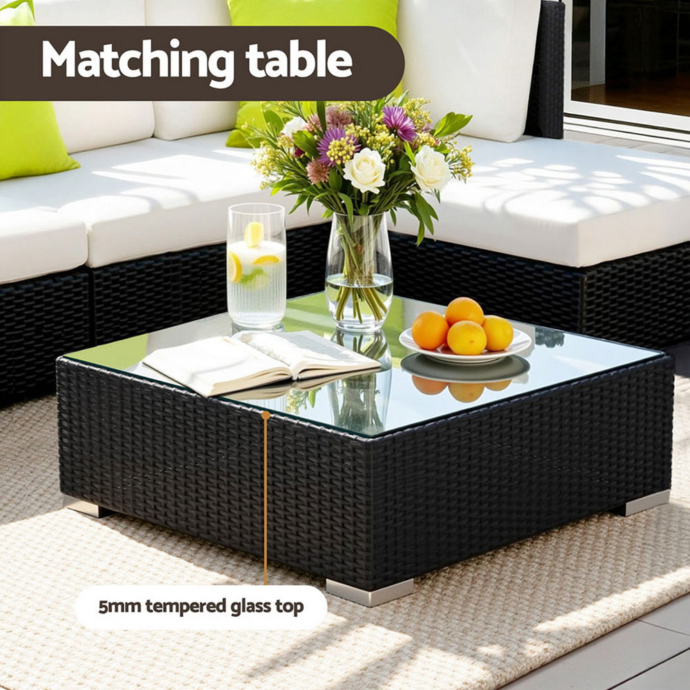 Gardeon 9PC Sofa Set with Storage Cover Outdoor Furniture Wicker