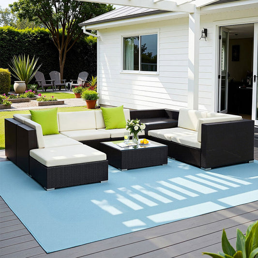 Gardeon 9PC Sofa Set with Storage Cover Outdoor Furniture Wicker