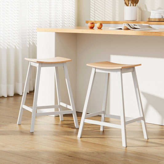 Artiss 2 x Wooden Bar Stools Bar Stool Dining Chairs Kitchen Barstools Oak