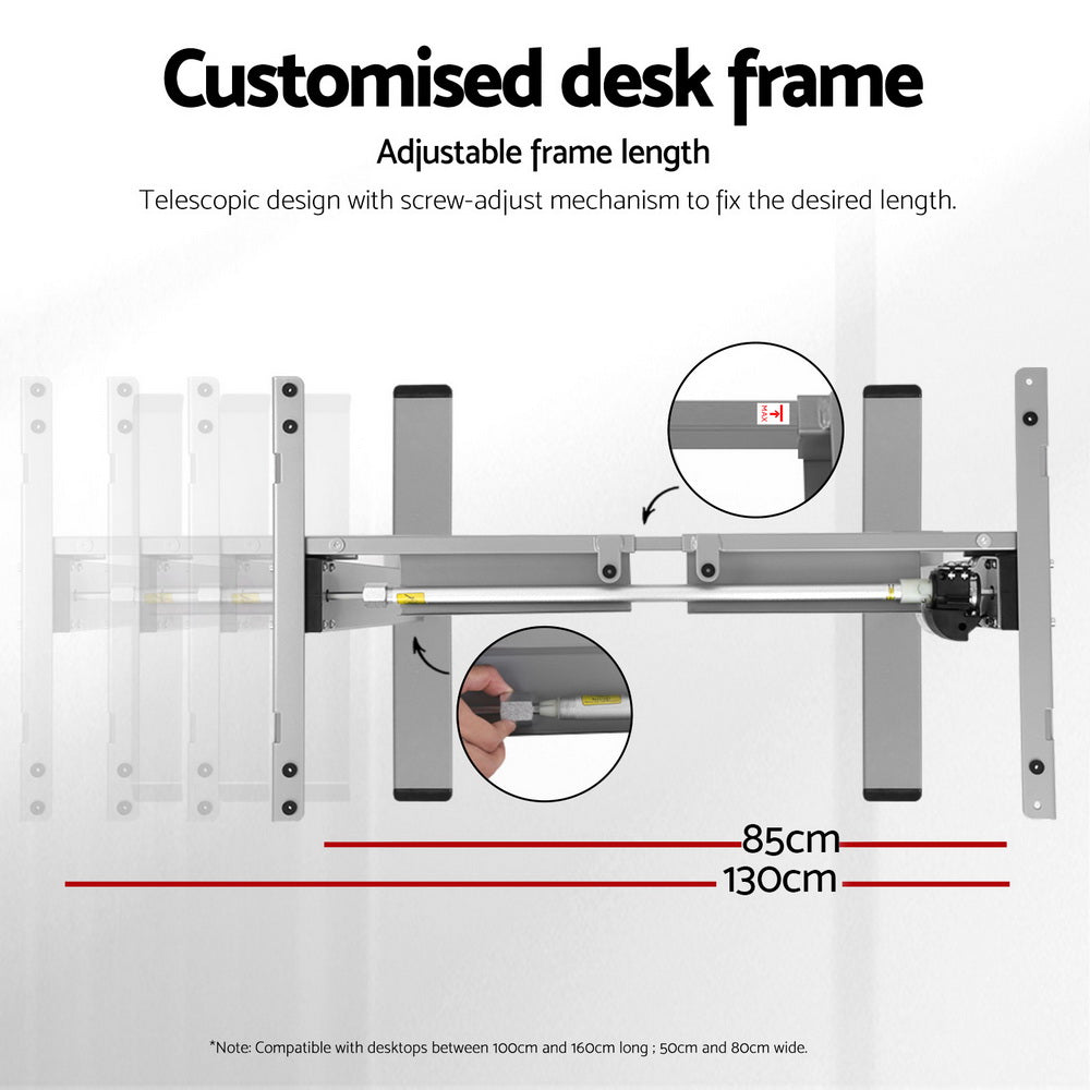 Artiss Standing Desk Sit Stand Motorised Height Adjustable Frame Only Grey