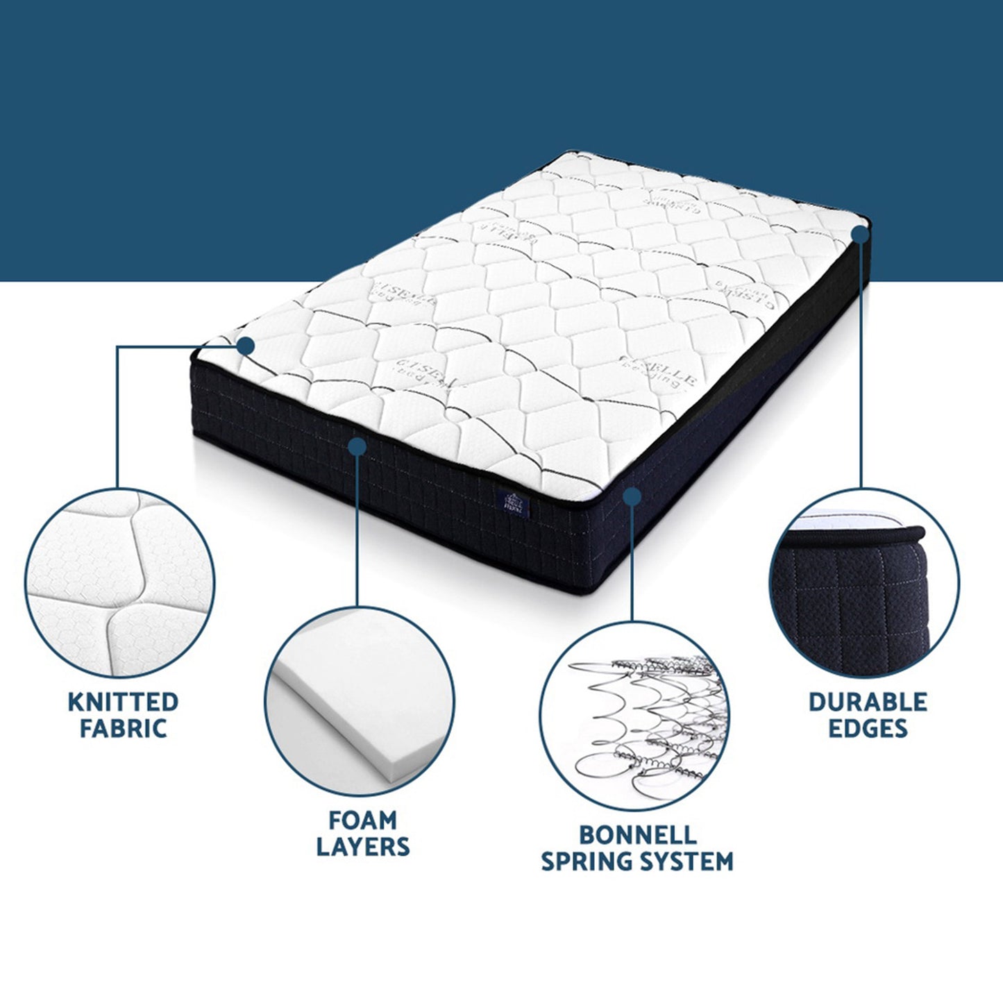 Giselle Bedding Glay Bonnell Spring Mattress 16cm Thick Single