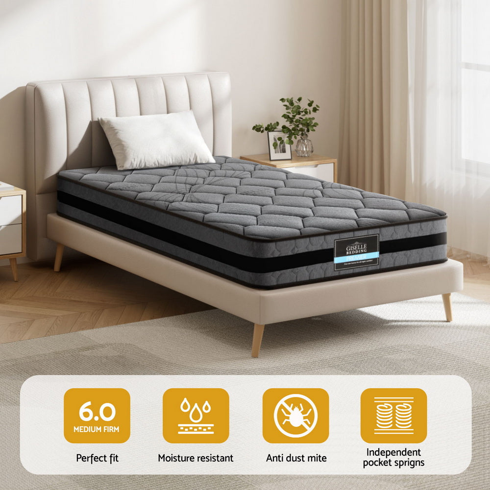 Giselle Bedding Wendell Pocket Spring Mattress 22cm Thick Single