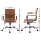 Artiss Office Chair Conference Chairs PU Leather Mid Back Brown