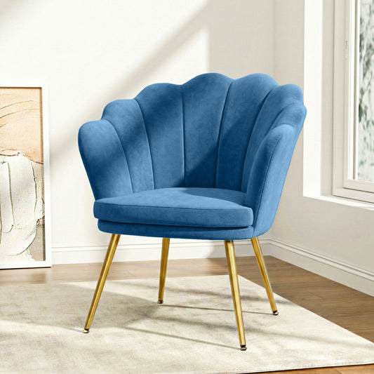 Artiss Armchair Lounge Chair Accent Retro Armchairs Lounge Shell Velvet Navy