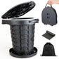 Black collapsible camping toilet, portable outdoor toilet, camping furniture Australia, lightweight camping gear, compact toilet for travel, camping sanitation solution