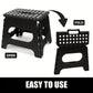 Black foldable camping stool, portable camping seat, lightweight outdoor furniture, durable stool for camping, compact camping gear