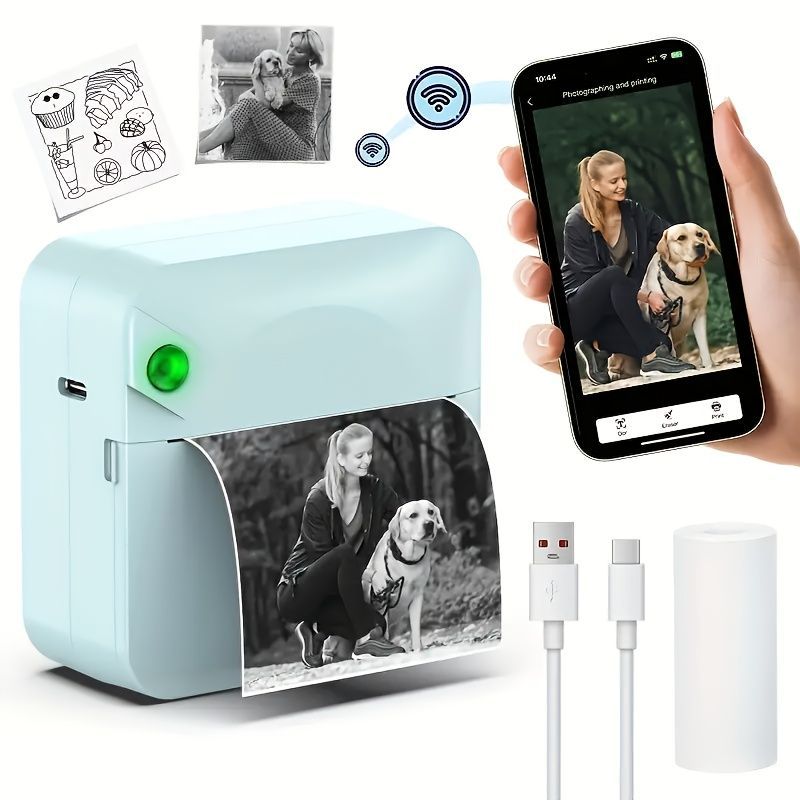 Portable Photo Printer Wireless Photo Printer Black And White Photo Printer - Pink - Size 01