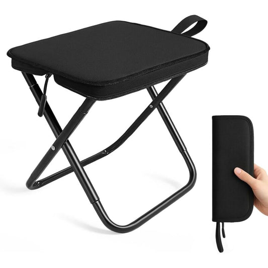 Folding Stool, Lightweight Steel Folding Camping Stool - 120Kg Load Capacity, Fishing, Garden, Camping, Beach & Travel