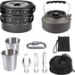 Cookware - 9-piece - for camping, outdoor, hiking, picnic, BBQ, foldable camping pans - safe and BPA - Suitable for 2-3 people camping pan set