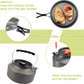Cookware - 9-piece - for camping, outdoor, hiking, picnic, BBQ, foldable camping pans - safe and BPA - Suitable for 2-3 people camping pan set