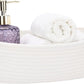 Storage Baskets - Bathroom Storage Baskets - Bathroom Countertop Storage Baskets - Bathroom Baskets Made of Braided Cotton Rope - Toilet Paper Baskets with Leather Handles - Suitable for Bathrooms, Bedrooms, and Living Rooms
