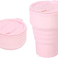 Collapsible Silicone Camping Mug – 385ml – Travel and Drinking Mug with Lid, Dishwasher Safe – Ideal for Camping, Hiking and Office (Pink)