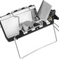 Camping stove - Portable and foldable - Camping cooking - 2600W - Three-sided windproof - Heat-resistant material - Silver