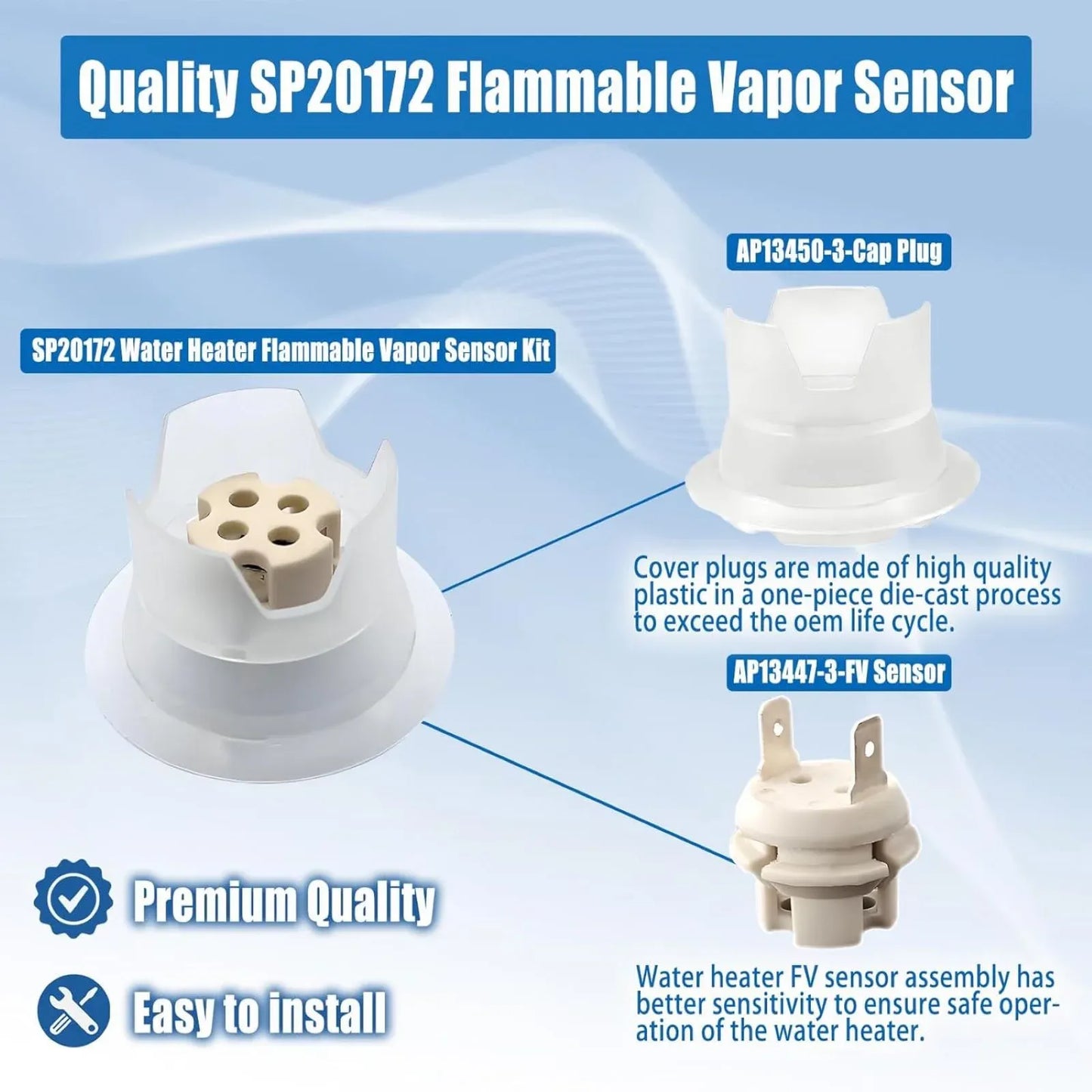 SP20172 Water Heater Flammable Vapor FV Sensor Kit, Replacement Sensor for Richmond FVIR Water Heater Repair Service
