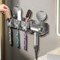 Toothbrush holder - Wall shelf - Bath shelf - Shower rack - Hair dryer shelving unit - Bathroom rack - Storage rack - Storage basket - Organizer - Draining rack - Bathroom furniture - Bathroom - Toilet - Black - 1 piece