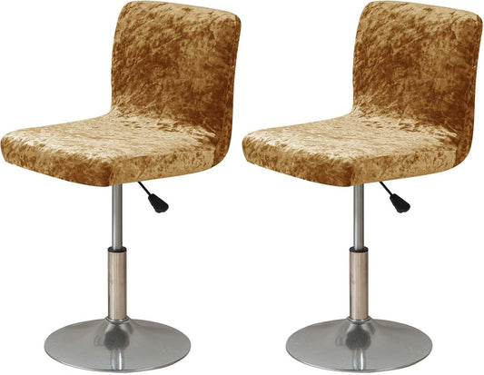 Bar Stool Covers, Crushed Velvet Swivel Bar Stool Chair Covers Soft Stretch Pub Counter Stool Covers Non Slip Stool Cover for Swivel Barstool Chair Seat-Golden-2 Pack