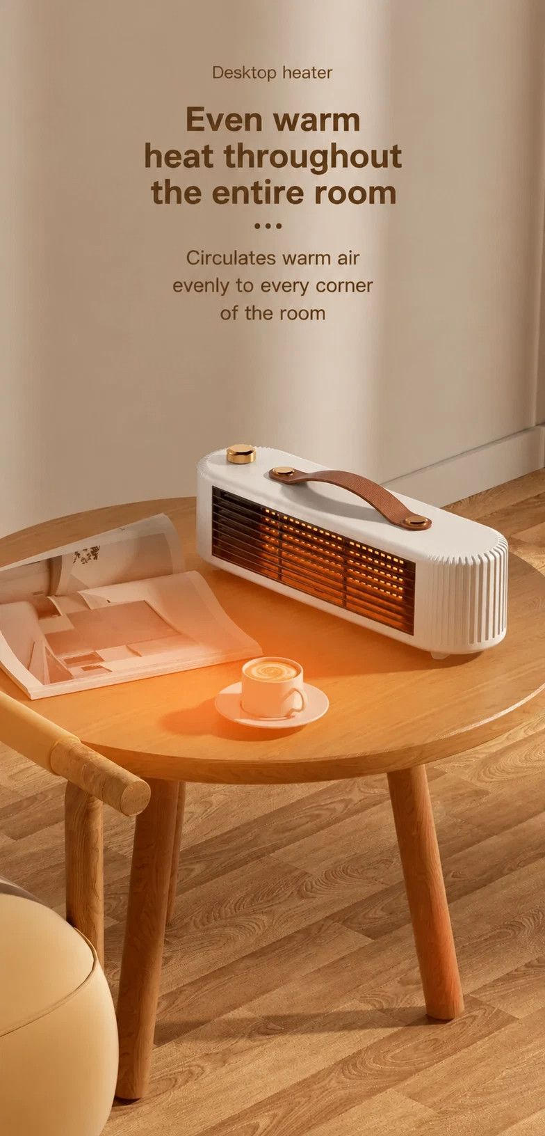 Compact Desktop PTC Ceramic Heater, Quick Warm Electric Heater With 450W/800W Two Heating Settings, Safe Anti-Tip & Overheat Shutoff, Quiet Small Warmer For Indoor Workplace, Green