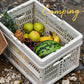 Camping Picnic Basket Foldable Large Capacity Multifunction Handheld Camping Storage Basket Camping Storage Box Grey White M