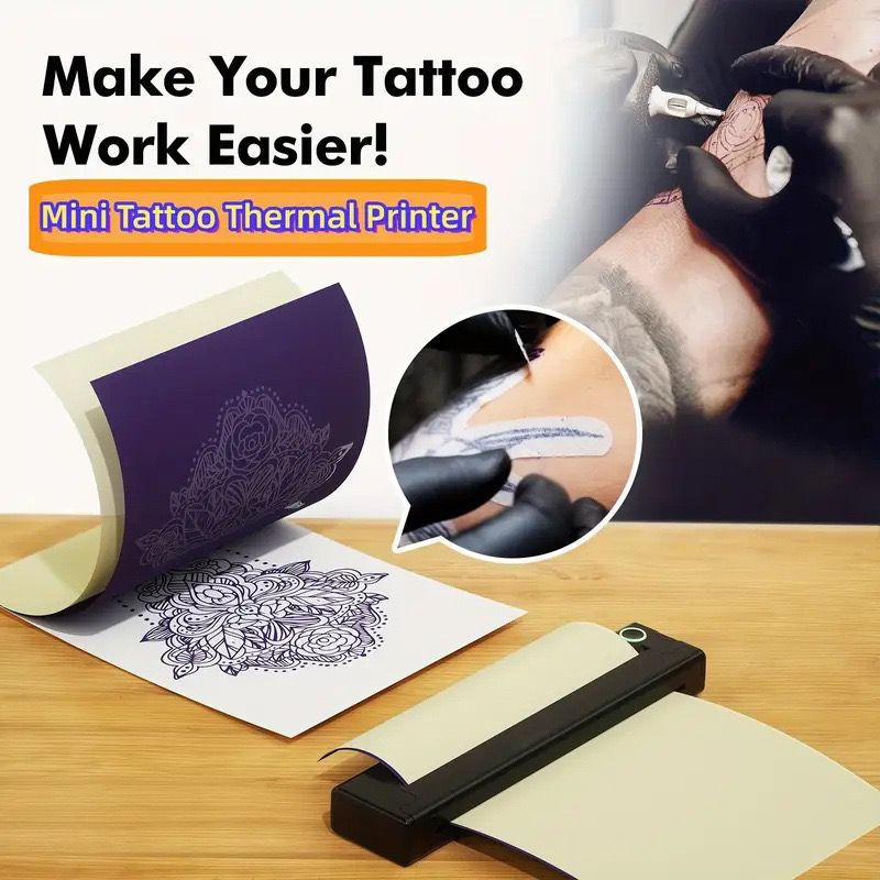 Portable A4 Thermal Printer with Bluetooth Wireless Connectivity, Inkless Printing for Home, Office, and Tattoo Transfer Use on Paper and Various Media (White)