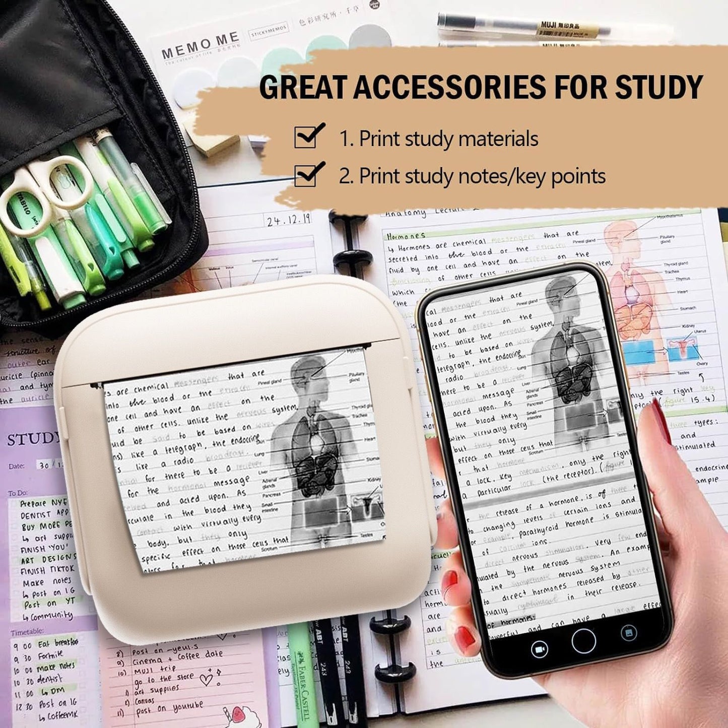 Mini Bluetooth Thermal Printer for Study, Journaling, and Labeling – Inkless Wireless Printing with App Control, Perfect for Students, DIY Lovers, and Home Organization Gifts (Purple)