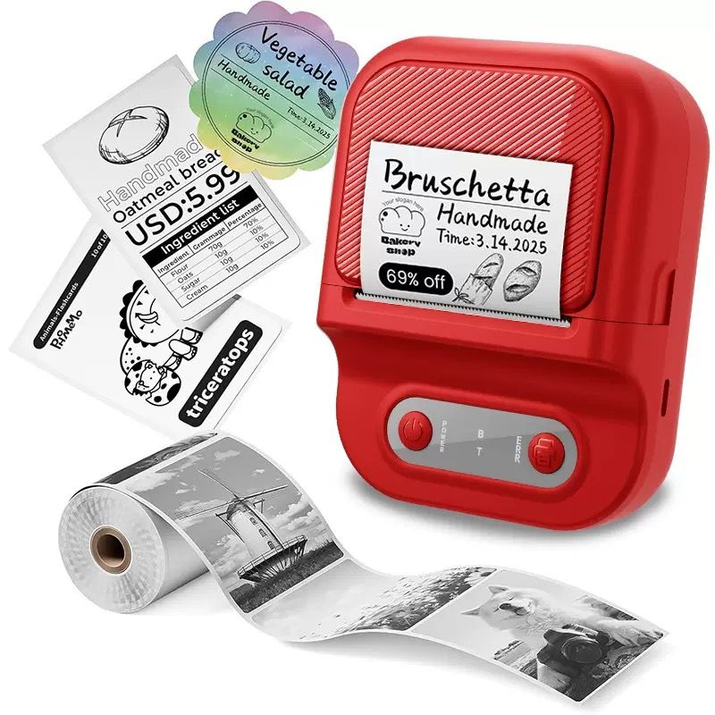 Portable Inkless Thermal Label Printer with Bluetooth Connectivity, Compatible with 12-58mm Paper Widths for Home Organization, Office Filing, Retail Pricing, and Creative Labeling Projects (Green)