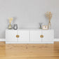 BUCHAREST TV UNIT- WHITE - VJ PANEL - HALF MOON BRASS