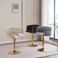 2x Height Adjustable Grey Swivel Bar Stool Velvet Golden Round Base Barstools Chairs