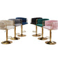 2x Height Adjustable Ivory Swivel Bar Stool Velvet Golden Round Base Barstools Chairs