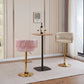 2x Height Adjustable Ivory Swivel Bar Stool Velvet Golden Round Base Barstools Chairs