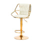 2x Height Velvet Padded Golden Round Base Barstools Chairs with Backrest and Footrest -BEIGE