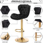 SERENITà Swivel Bar Stools Set of 2 Counter Height Barstools with Back Velvet Upholstered Adjustable Stool Chair Mid Century Modern Bar Stool for Kitchen Island (Black)