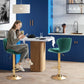 SERENITà Swivel Bar Stools Set of 2 Counter Height Barstools with Back Velvet Upholstered Adjustable Stool Chair Min Century Modern Bar Stool for Kitchen Island (Emerald Green)