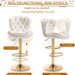 SERENITà Swivel Bar Stools Set of 2 Counter Height Barstools with Back Velvet Upholstered Adjustable Stool Chair Min Century Modern Bar Stool for Kitchen Island (Ivory)