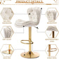 SERENITà Swivel Bar Stools Set of 2 Counter Height Barstools with Back Velvet Upholstered Adjustable Stool Chair Min Century Modern Bar Stool for Kitchen Island (Ivory)