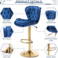SERENITà Swivel Bar Stools Set of 2 Counter Height Barstools with Back Velvet Upholstered Adjustable Stool Chair Mid Century Modern Bar Stool for Kitchen Island (Navy Blue)