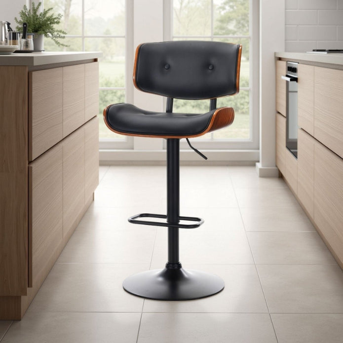 SERENITà European Wooden Black Modern Bar Stools Swivel Bar Stool Chair Counter Height Bar(Black)stool with 360 Degree Swivel Seat