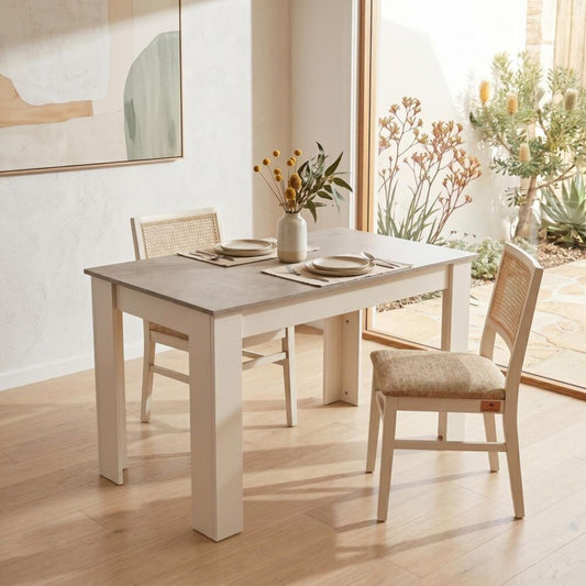 Dining Table Rectangular Wooden 120M-Grey&amp;White