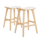 2X Wooden Bar Stool Padded Fabric Dining Chair KANSO 65cm BEIGE