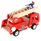 Fire truck wooden 3 years + with ladder and firemen Fire engine Red