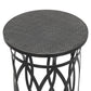 Black Round Iron Side Table with Cross Legs and Silver Finish Top