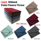 250GSM Ribbed Polar Fleece Throw 100 x 150cm Blue