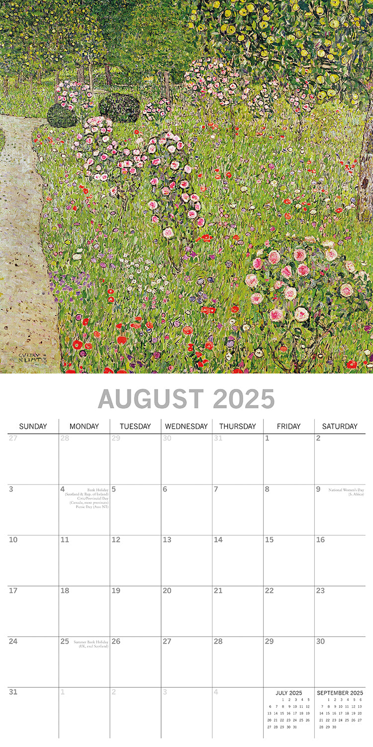 Klimt - 2025 Square Wall Calendar Arts Landscapes 16 Months Premium Planner Gift