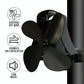 4-blade Heat Powered Fireplace Stove Fan - Aluminum - White