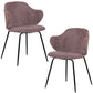 Set of 2 Dining Chairs with Corduroy Cord Fabric in Pink