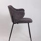 Set of 2 Dining Chairs with Corduroy Cord Fabric in Dark Grey Lincoln