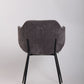 Set of 2 Dining Chairs with Corduroy Cord Fabric in Dark Grey Lincoln