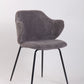 Set of 2 Dining Chairs with Corduroy Cord Fabric in Dark Grey Lincoln