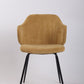 Set of 4 Dining Chairs Corduroy Cord Fabric with Metal Legs in Mustard Yellow
